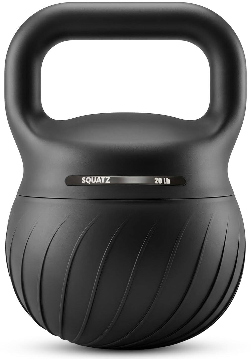 Front. Pyle - Squatz 20 lb Soft Training Kettlebells for Home Gym, Shock-Absorbing Base, Kettlebell with Extra-Wide Non-Slip Handle - black.
