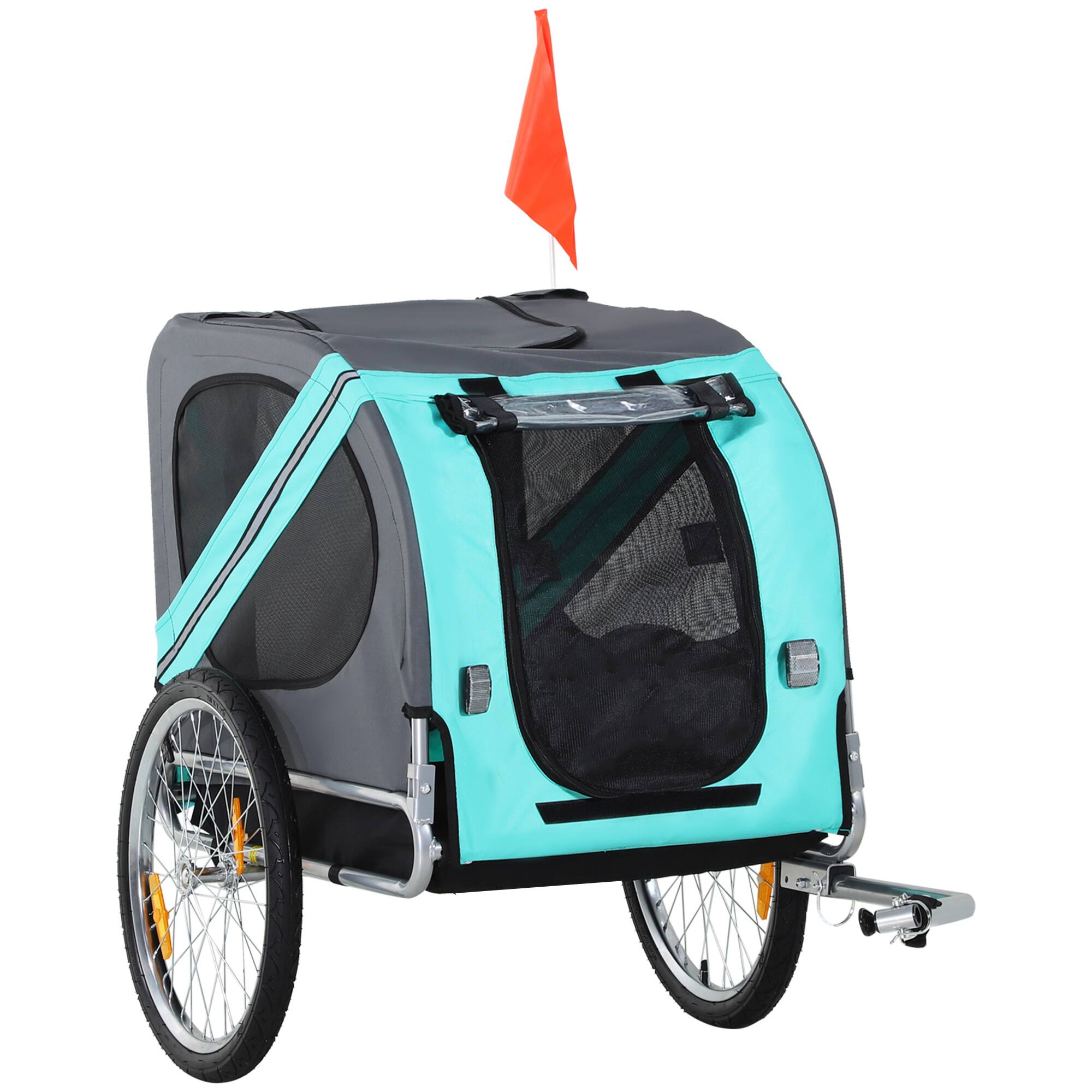 Front. Aosom - Dog Bike Trailer, Pet Wagon, Easy Folding Frame, 20" Rubber Wheels, 3 Entrances, Mesh Screen, Off-Road & Travel.