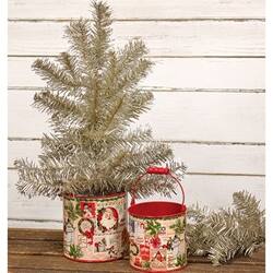 Left. BreeBe - Glistening Platinum Pine Tree - 19" - Silver.