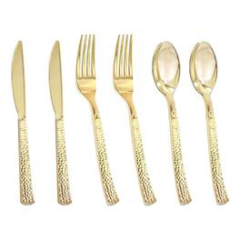 Dazzed Corner - 300 PCS Plastic Silverware - Heavy Duty Plastic Cutlery Set - Gold
