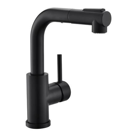 Front. Boyel Living - Matte Black 2 Spray Patterns Stainless Steel Pull Out Kitchen Faucet with Water Supply Hoses - Matte Black.