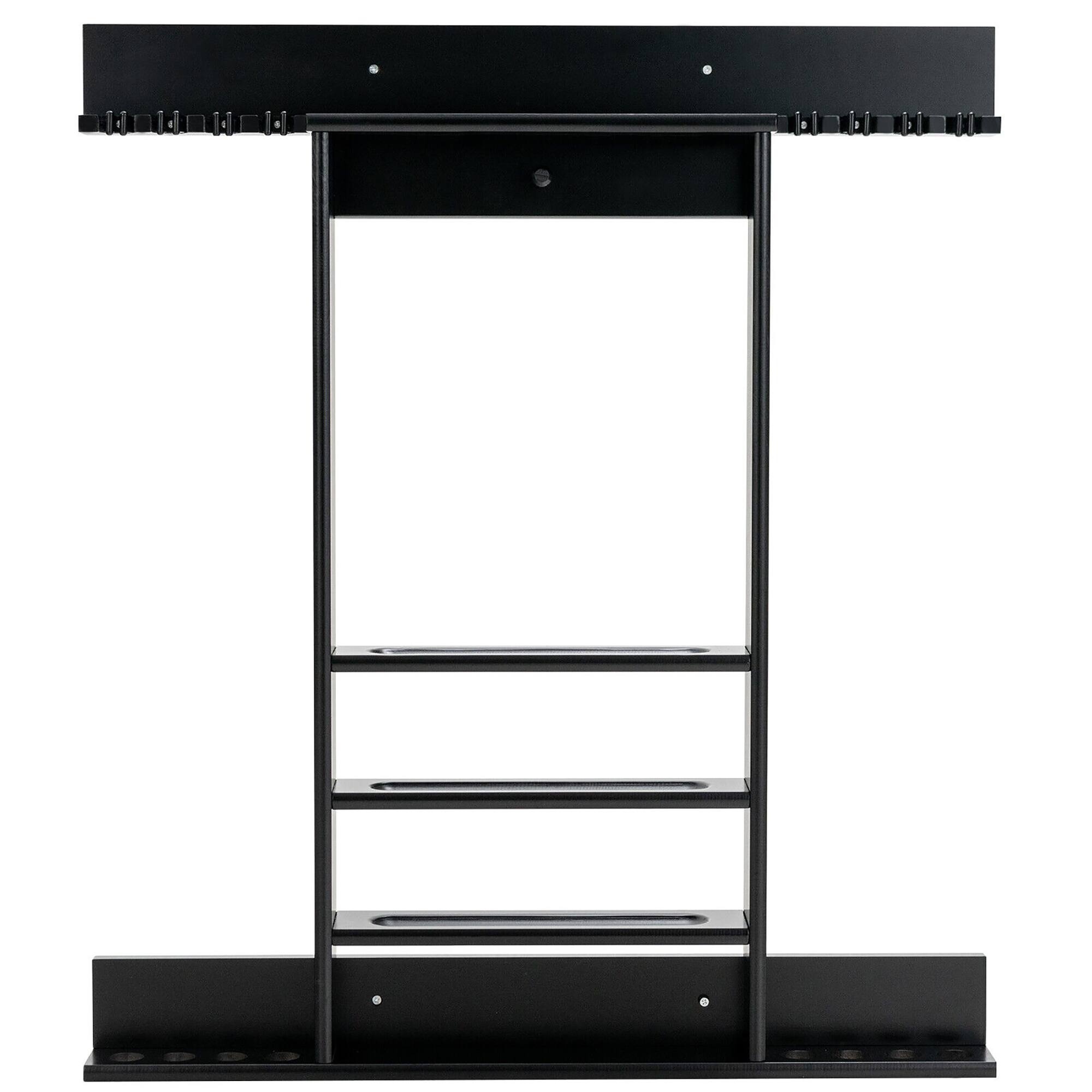 Front. Gymax - Gymax Billiard Cue Rack Only Wall-mounted Billiard Stick Holder Wall Pool Stick Holder Black - Black.