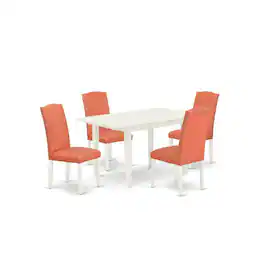 East West Furniture - Dining Table- Parson Chairs - Brown