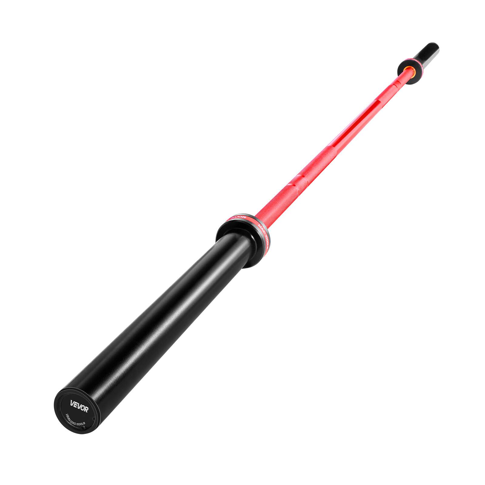 Alt View 5. VEVOR - 7FT Barbell Bar, Fits 2-Inch Weight Plates, Barbell Bar with Knurled Grip for Strength Training, 1000lbs/453kg Capacity - Red,Black.