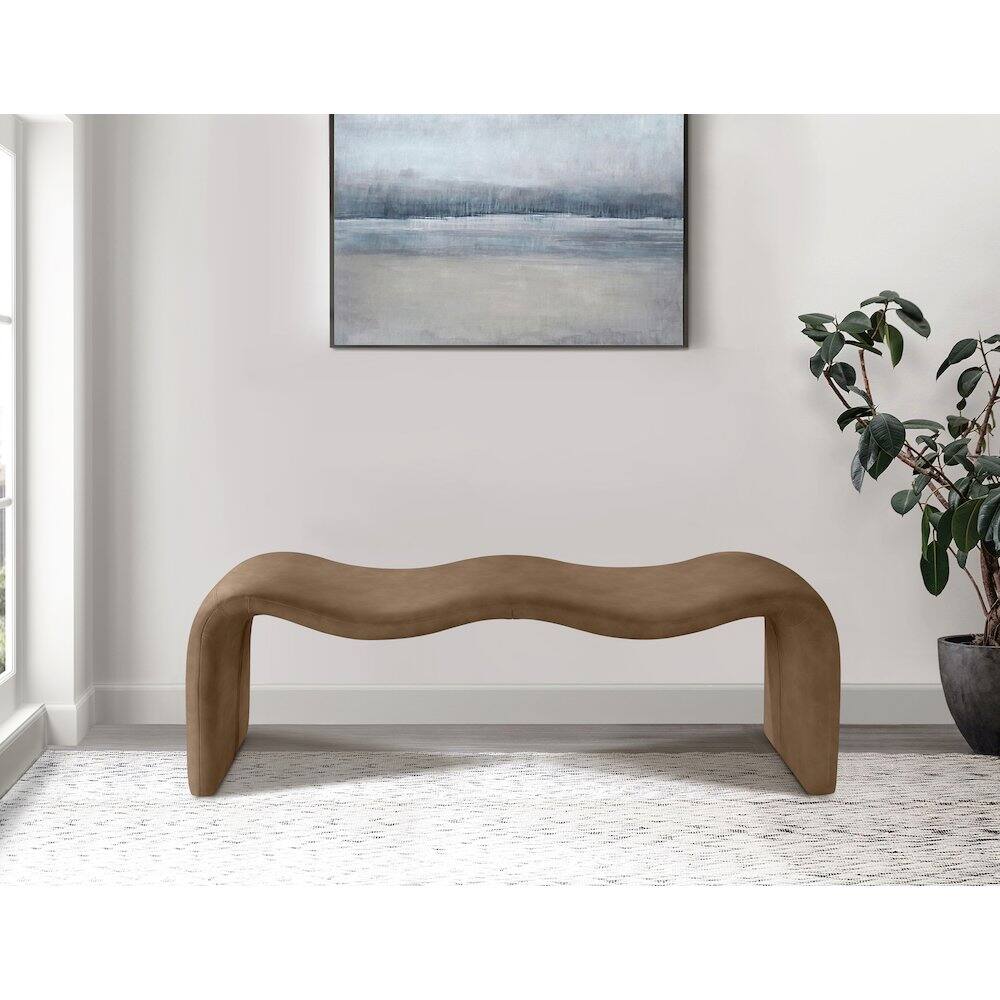 Alt View 1. Meridian Furniture - Willow Brown Vegan Leather Bench - Brown.