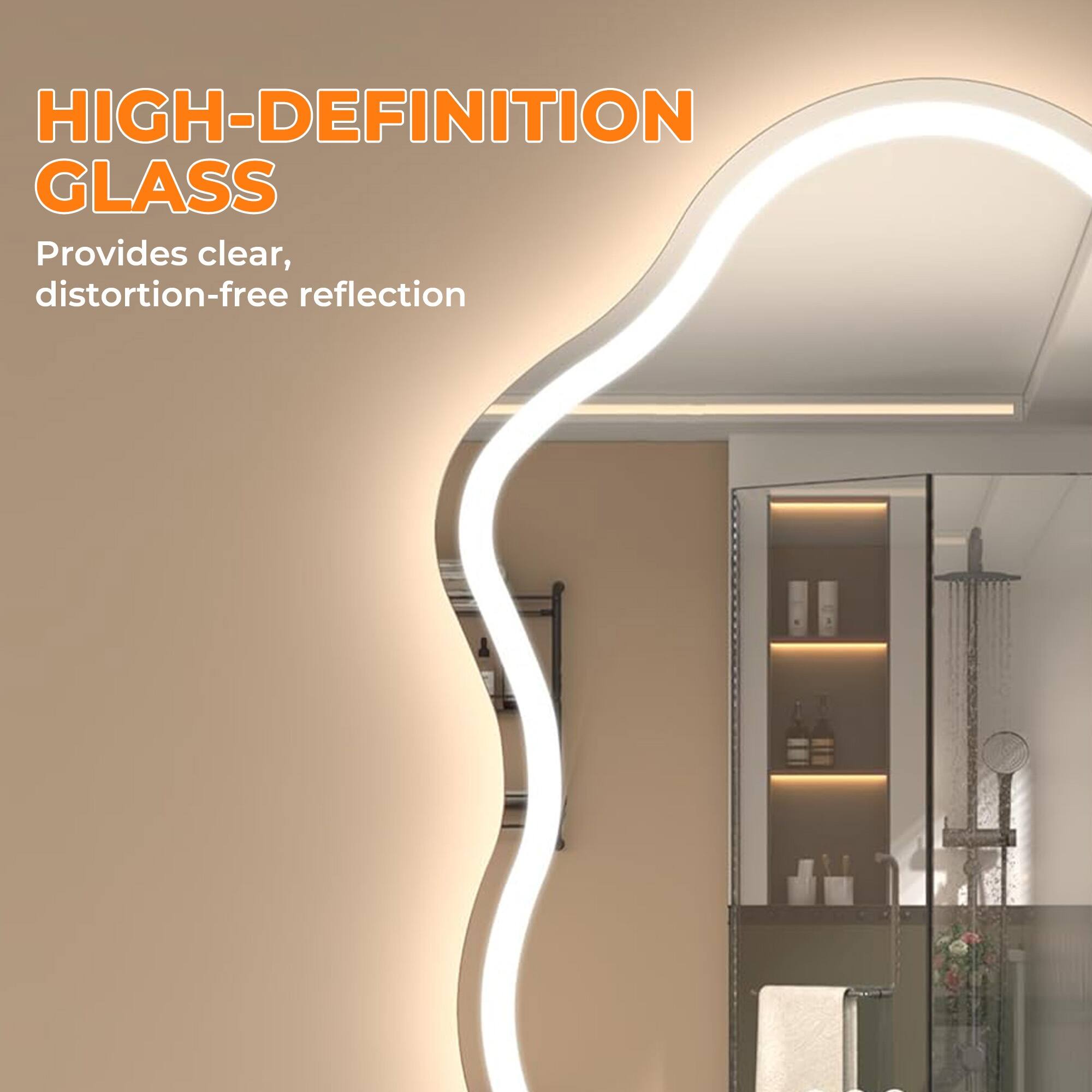 HIGH-DEFINITION GLASS  
Provides clear, distortion-free reflection