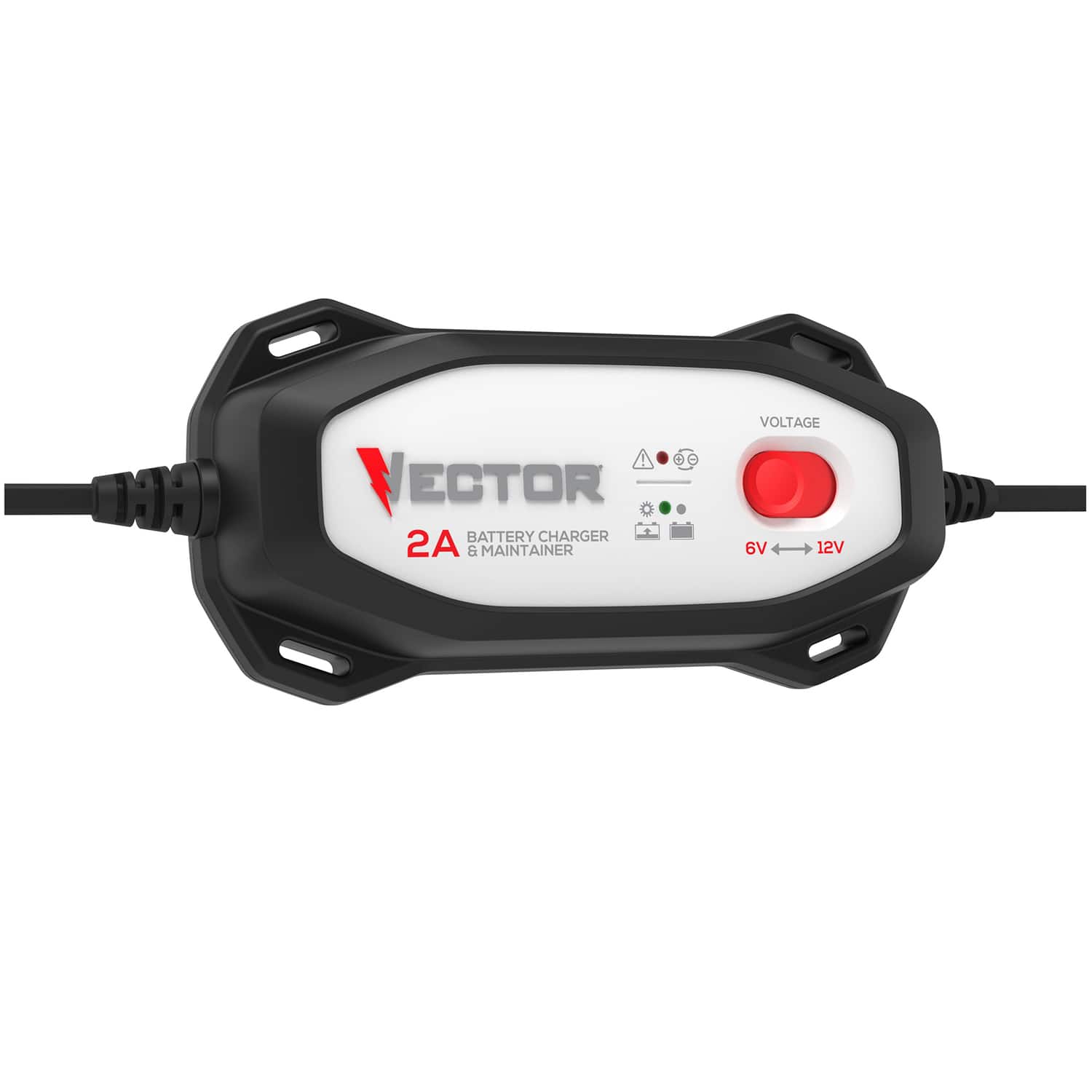 Vector - 2-Amp Automatic Battery Charger Maintainer 6V/12V Selector VECBC2