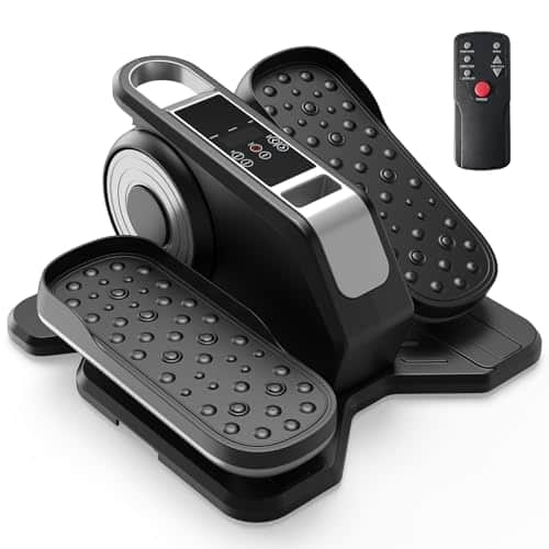 Aukfa - Compact Under-Desk Elliptical – Quiet Mini Pedal Exerciser with Adjustable Speed and LED Display - Silver