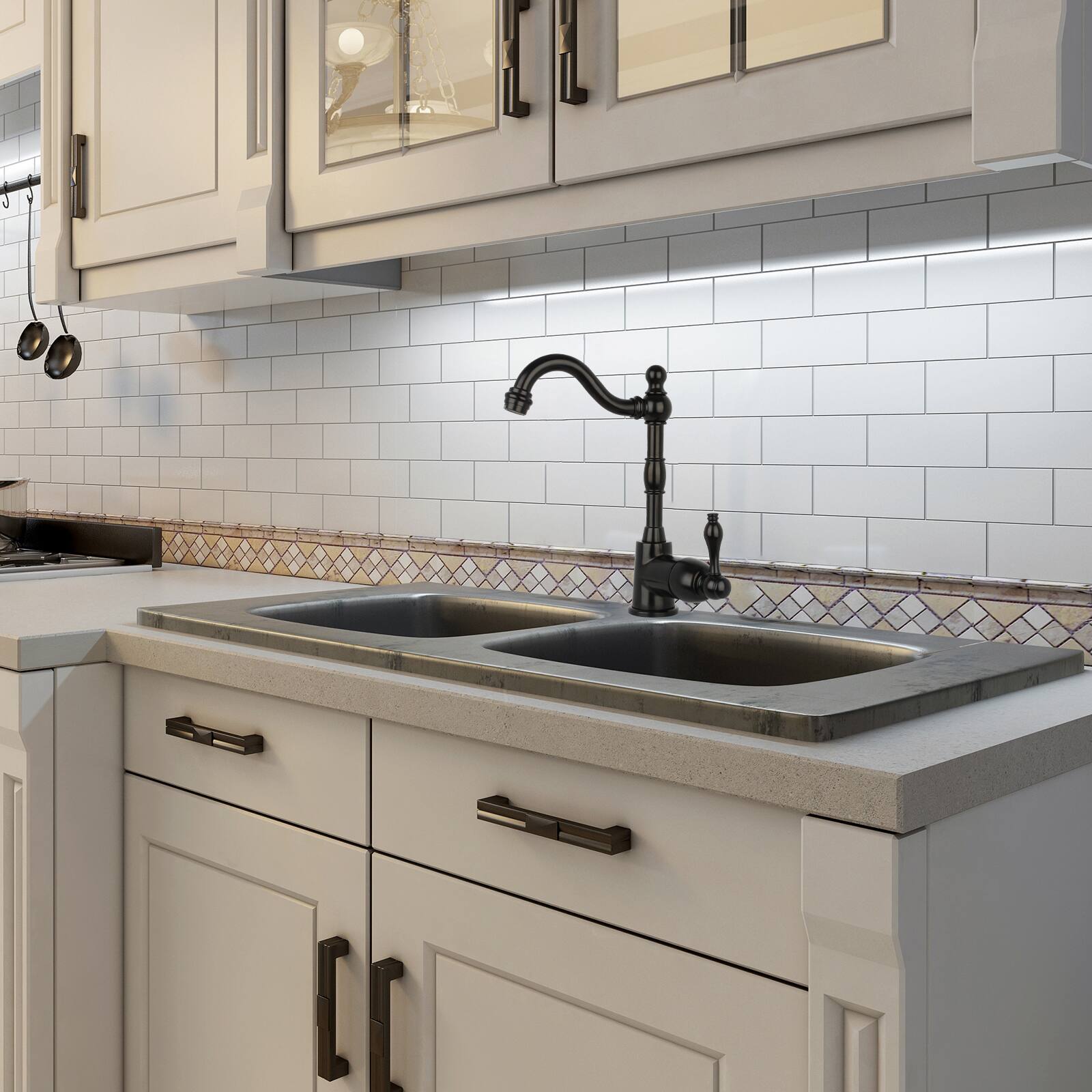 Alt View 4. Akicon - Akicon Solid Brass One-Handle Widespread Kitchen Bar Faucet in Matte Black - Matte Black.