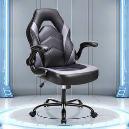 Sweet - Gaming Chair Office Desk Leather Ergonomic Computer Chairs for Adults, Teens - Black Grey
