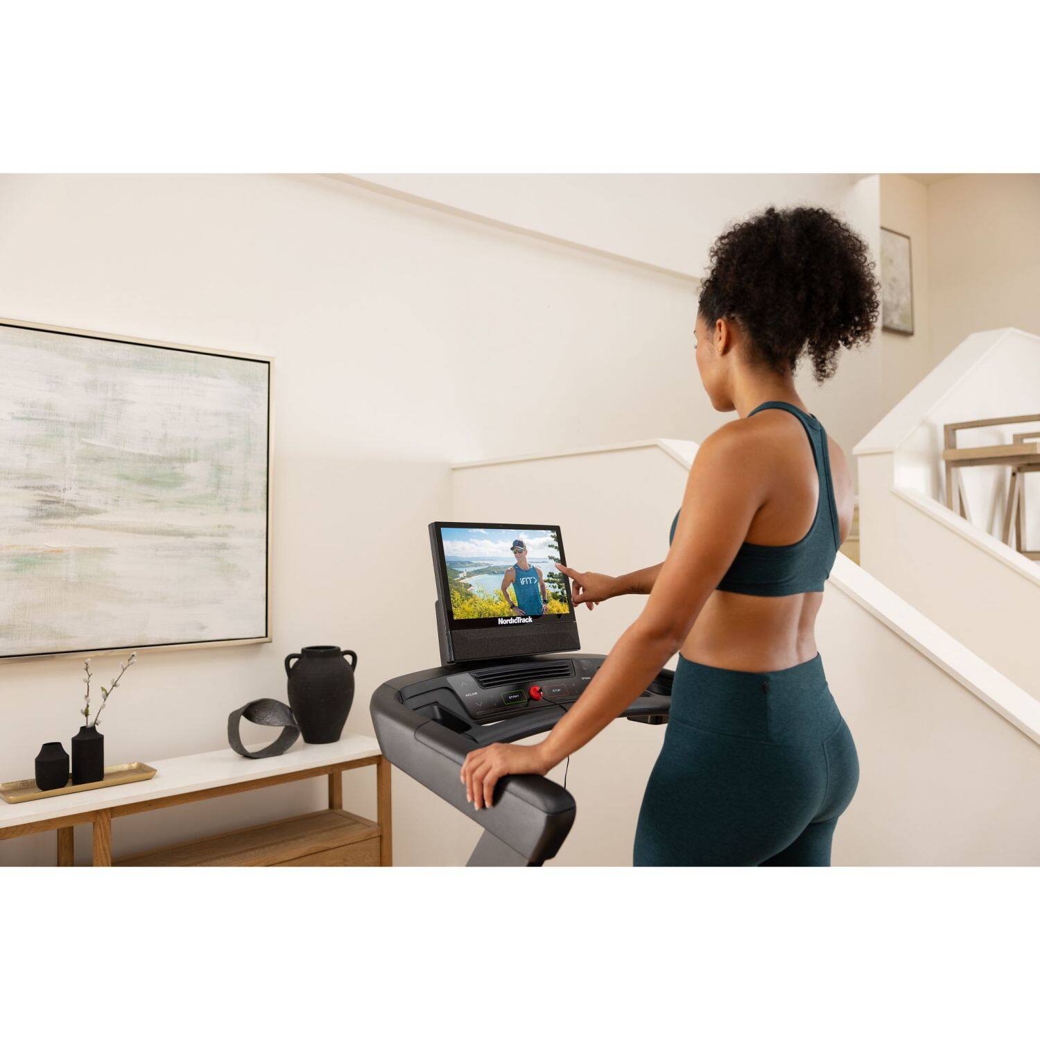 Alt View 8. NordicTrack - NordicTrack T Series 16: Folding Treadmill with Incline & Decline, 16" Smart HD Touchscreen, & Powered by iFIT - Black.