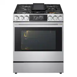 LG - SIGNATURE 30-in Wide 6.3 Cu. Ft. Slide-In Gas True Convection Smart Range with EasyClean and 6.8-in Color LCD Screen - Stainless Steel
