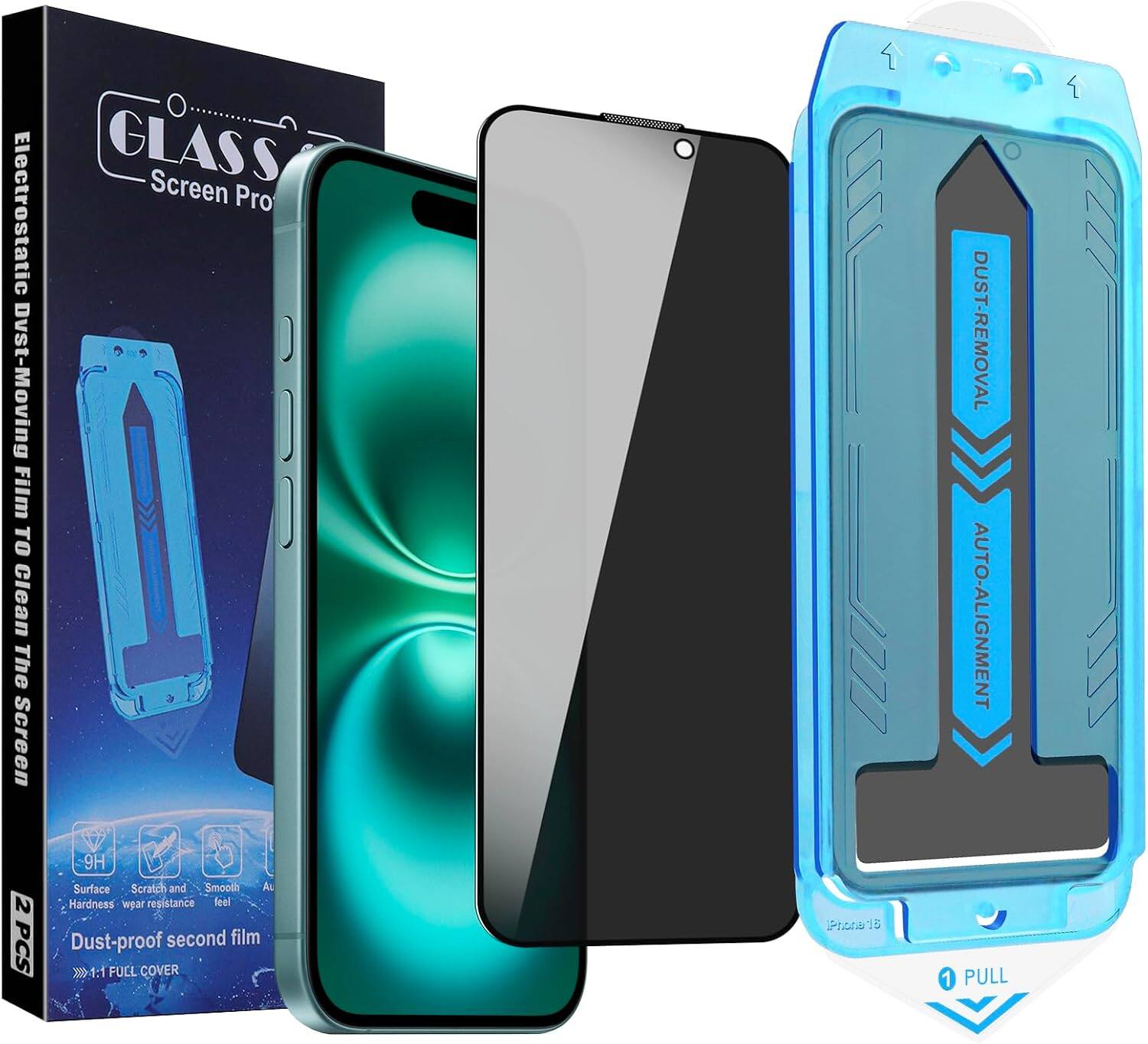 GLASS Screen Pro Electrostatic Dvst-Moving Film TO Clean The Screen

1000 
DUST-REMOVAL AUTO-ALIGNMENT

2 PCS
9H Surface Scratch and Smooth Au Hardness wear resistance feel Dust-proof second film 1:1 FULL COVER
iPhone18
1 PULL