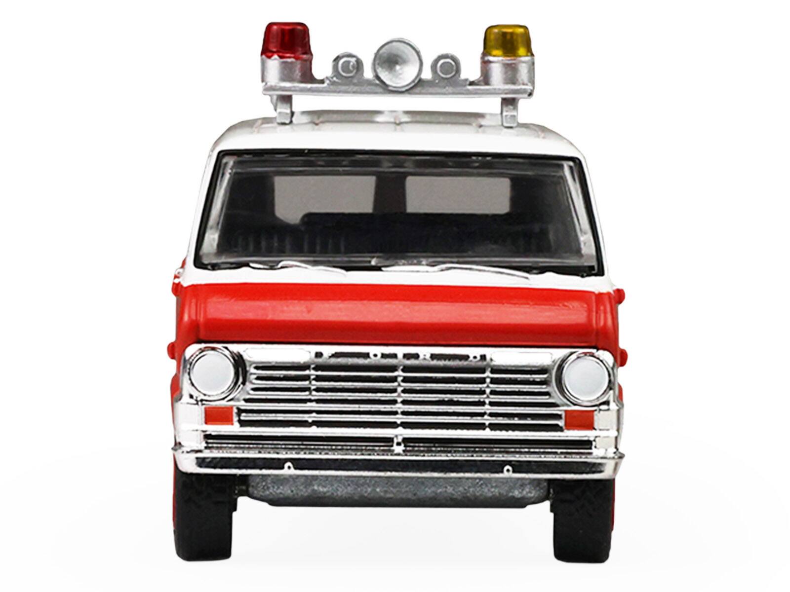 Alt View 3. Greenlight - 1969 Ford Econoline Ambulance "LAPD" Red and White "Fire & Rescue" Series #5 1/64 Diecast Model Car by Greenlight.