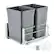 Front. VEVOR - Pull-Out Trash Can, 35 QT x2 Double Under Mount Kitchen Waste Container, Heavy Duty Garbage Recycling Bin - Grey.
