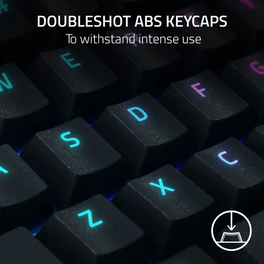 J. DoubleShot ABS Keycaps are designed to withstand intense use. They feature letters such as G, N, F, D, S, C, X, Z, and A. These keycaps are made of durable materials, making them suitable for heavy usage.