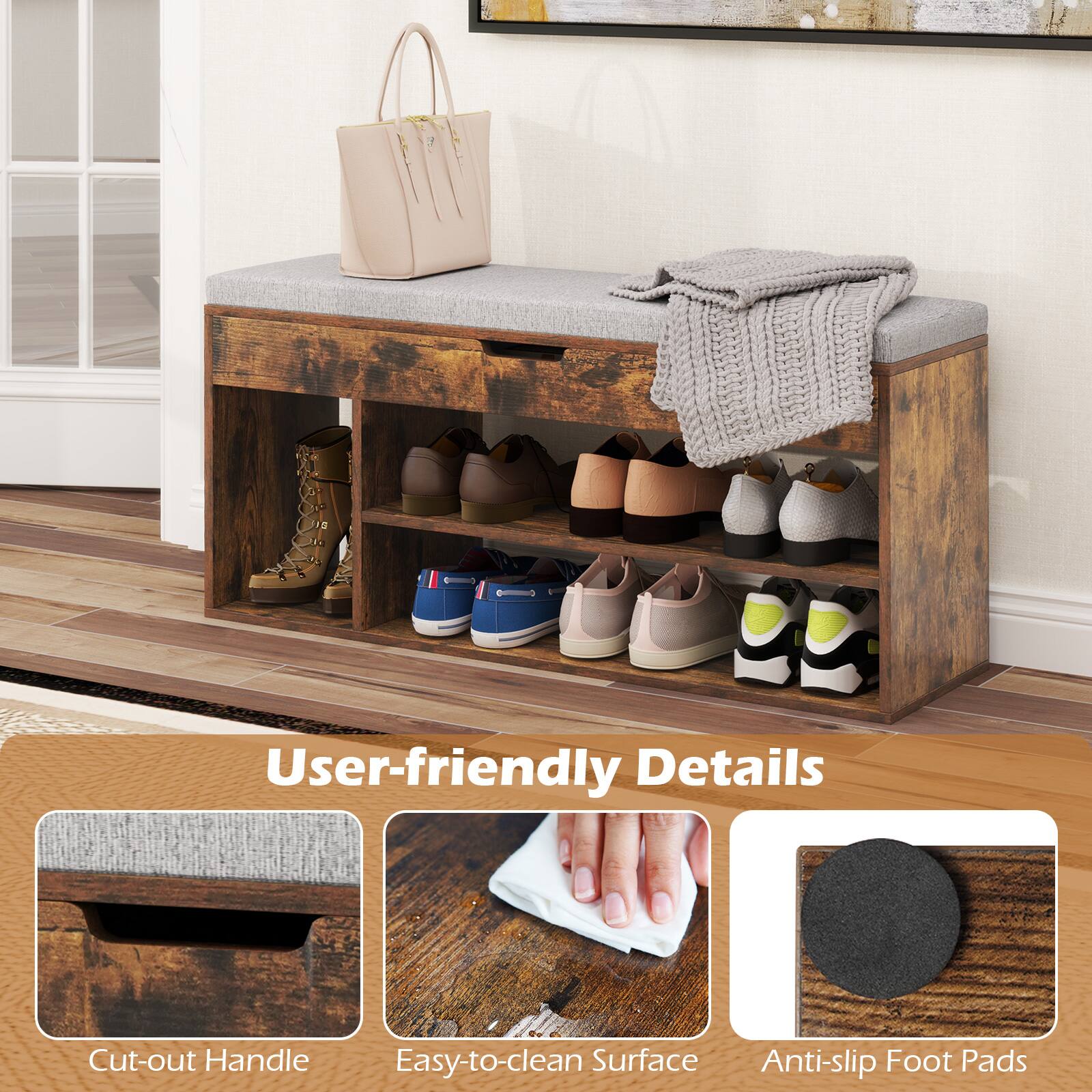 User-friendly Details

- Cut-out Handle
- Easy-to-clean Surface
- Anti-slip Foot Pads