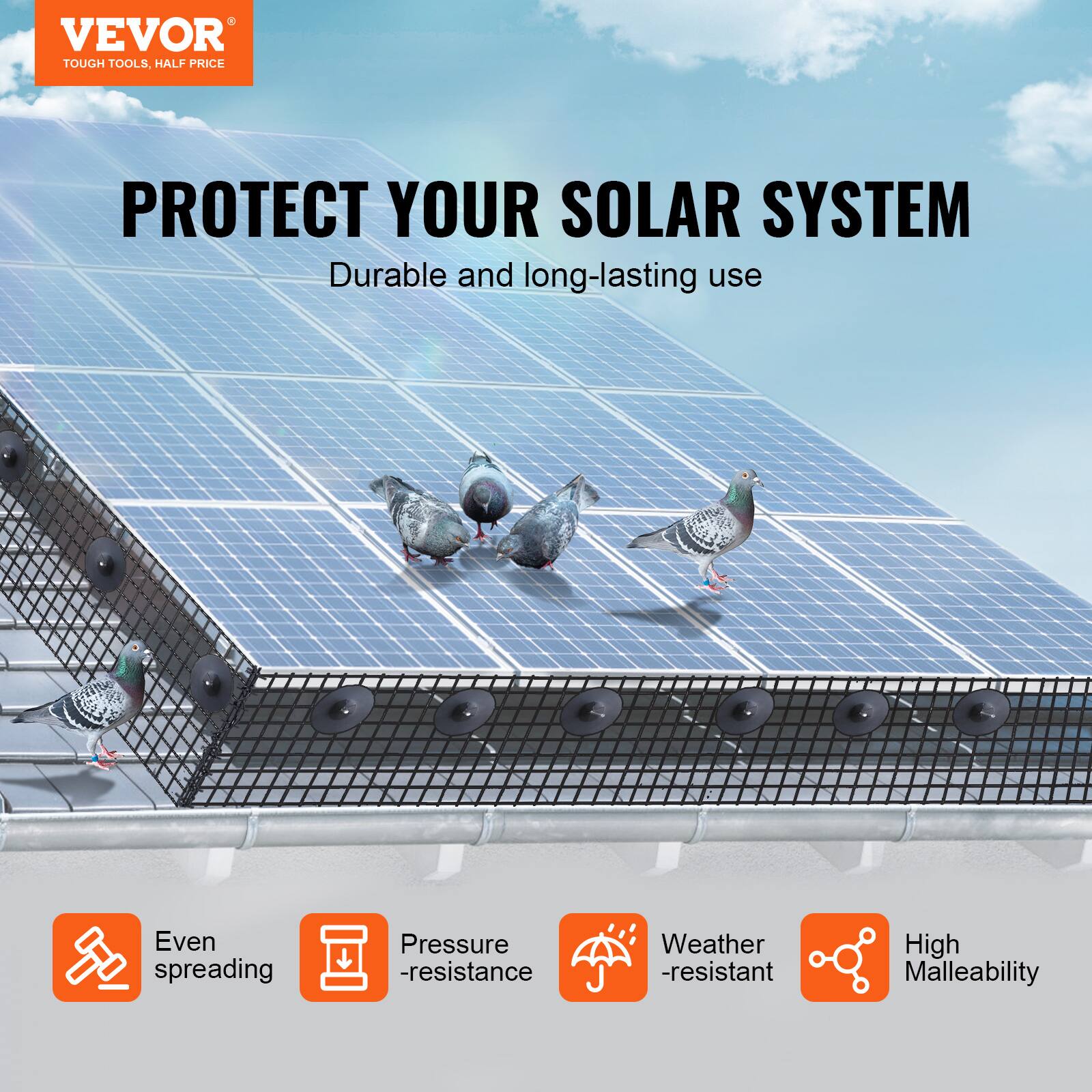 VEVOR TOUGH TOOLS, HALF PRICE

PROTECT YOUR SOLAR SYSTEM

Durable and long-lasting use

- Even spreading
- Pressure resistance
- Weather resistant
- High malleability