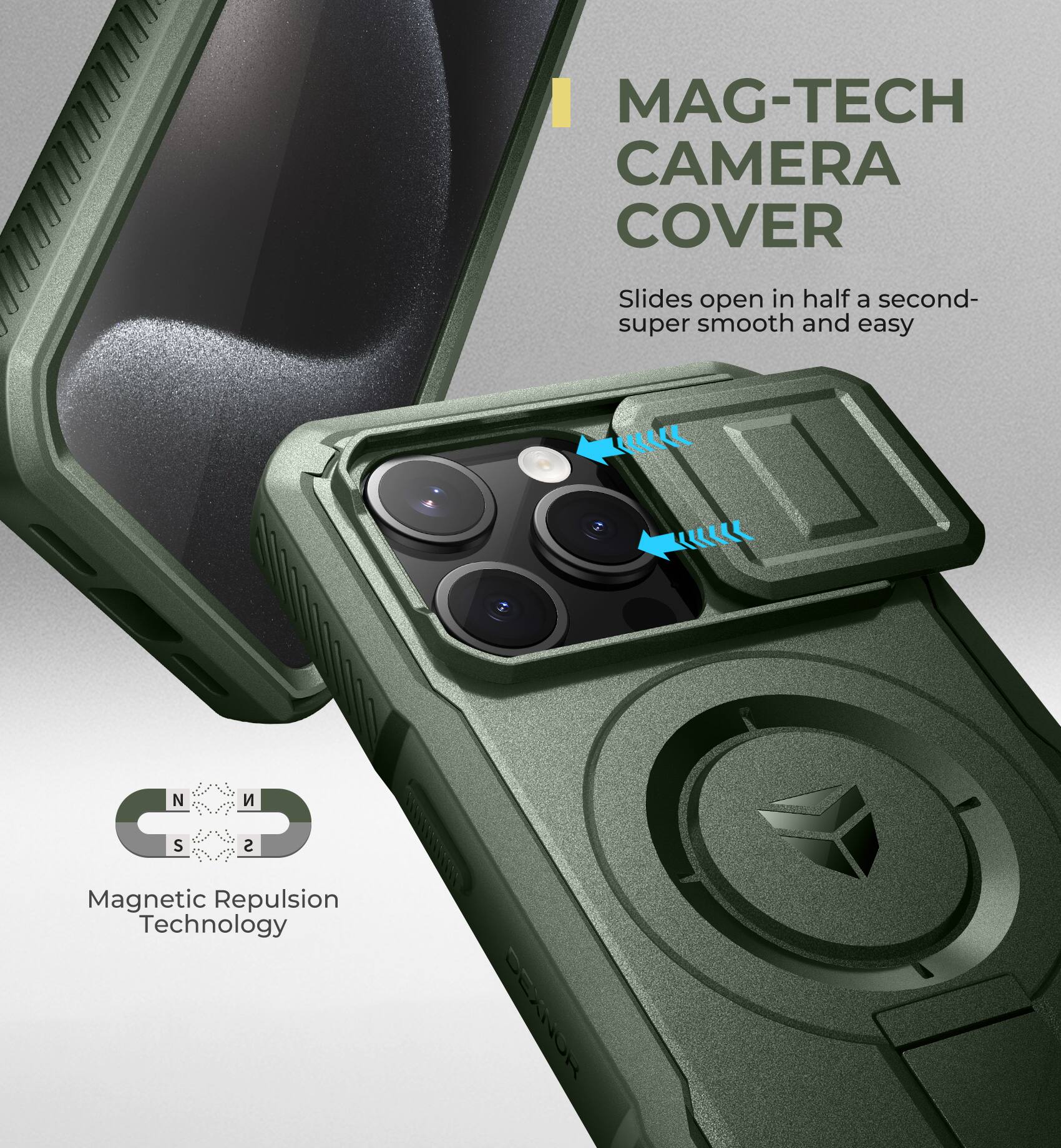 MAG-TECH CAMERA COVER Slides open in half a second- super smooth and easy Magnetic Repulsion Technology