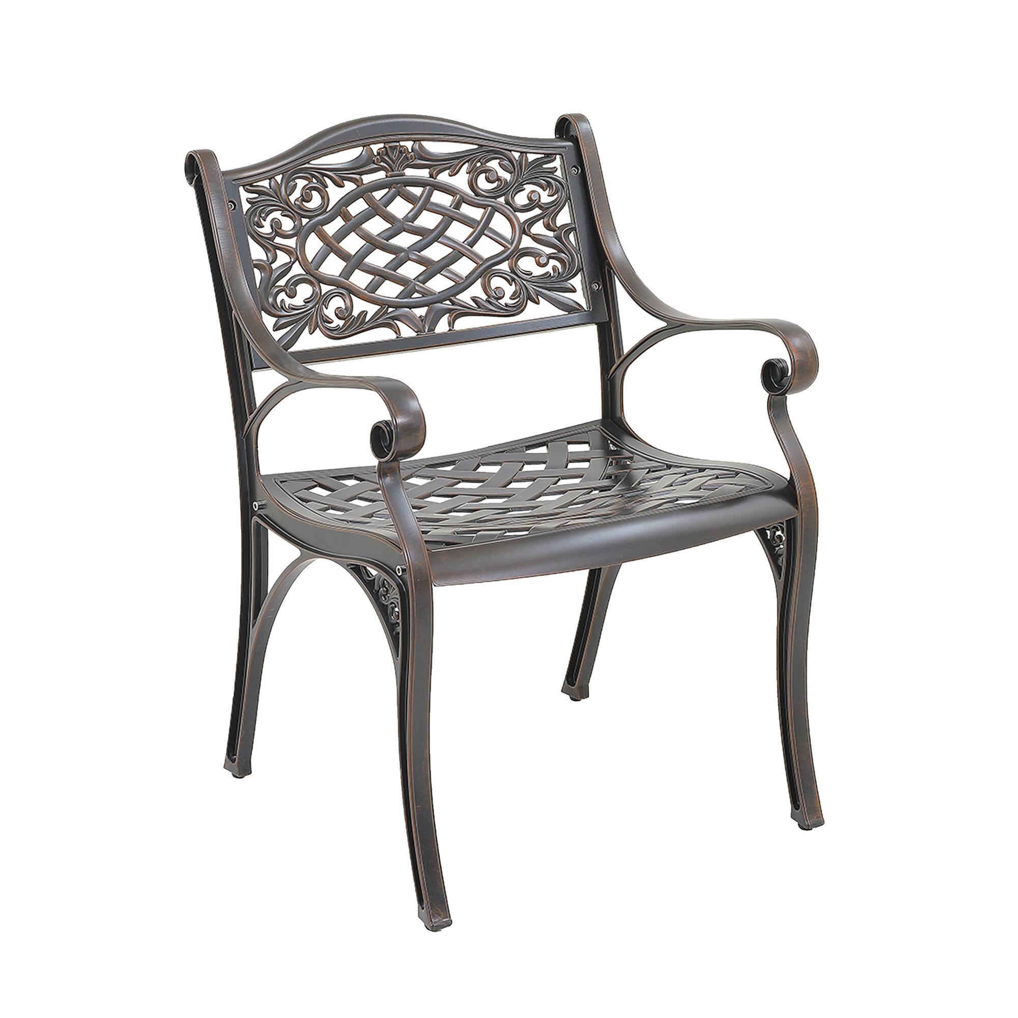 Alt View 5. Mondawe - 5-Piece Cast Aluminum Outdoor Dining Set with Round Table and 4 Chairs - Bronze.