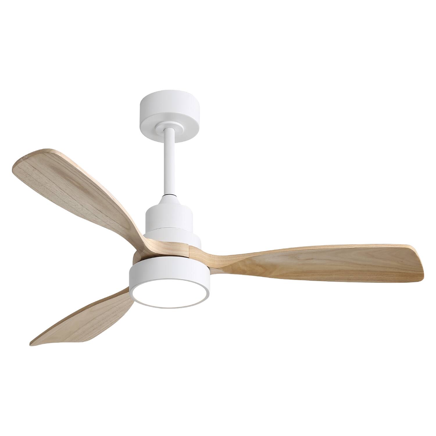 Left. GOODSILO - 48 Inch Reversible DC Motor Ceiling Fan with Remote Control and Solid Wood Blades for Large Room Airflow - White.