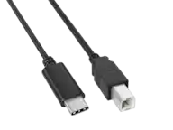 Front. Cable Leader - USB 2.0 USB-C to USB-B Printer Cable, 480Mbps Shielded for Printer, Scanner, Audio Interface - Black.