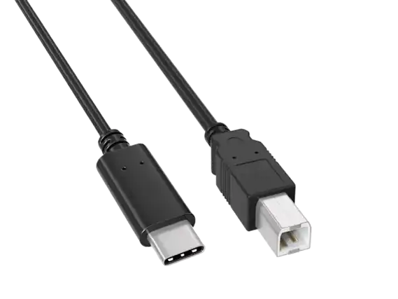 Front. Cable Leader - USB 2.0 USB-C to USB-B Printer Cable, 480Mbps Shielded for Printer, Scanner, Audio Interface - Black.