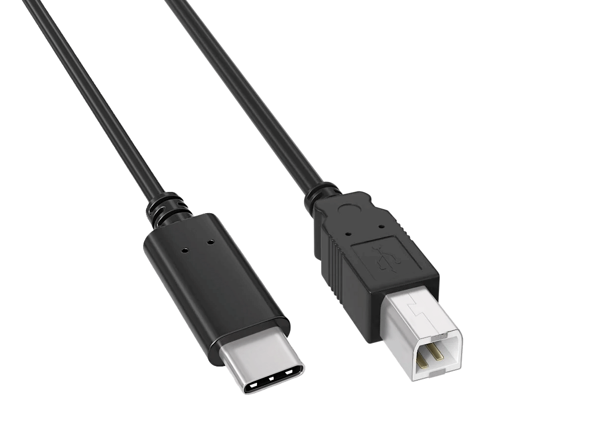 Front. Cable Leader - USB 2.0 USB-C to USB-B Printer Cable, 480Mbps Shielded for Printer, Scanner, Audio Interface - Black.