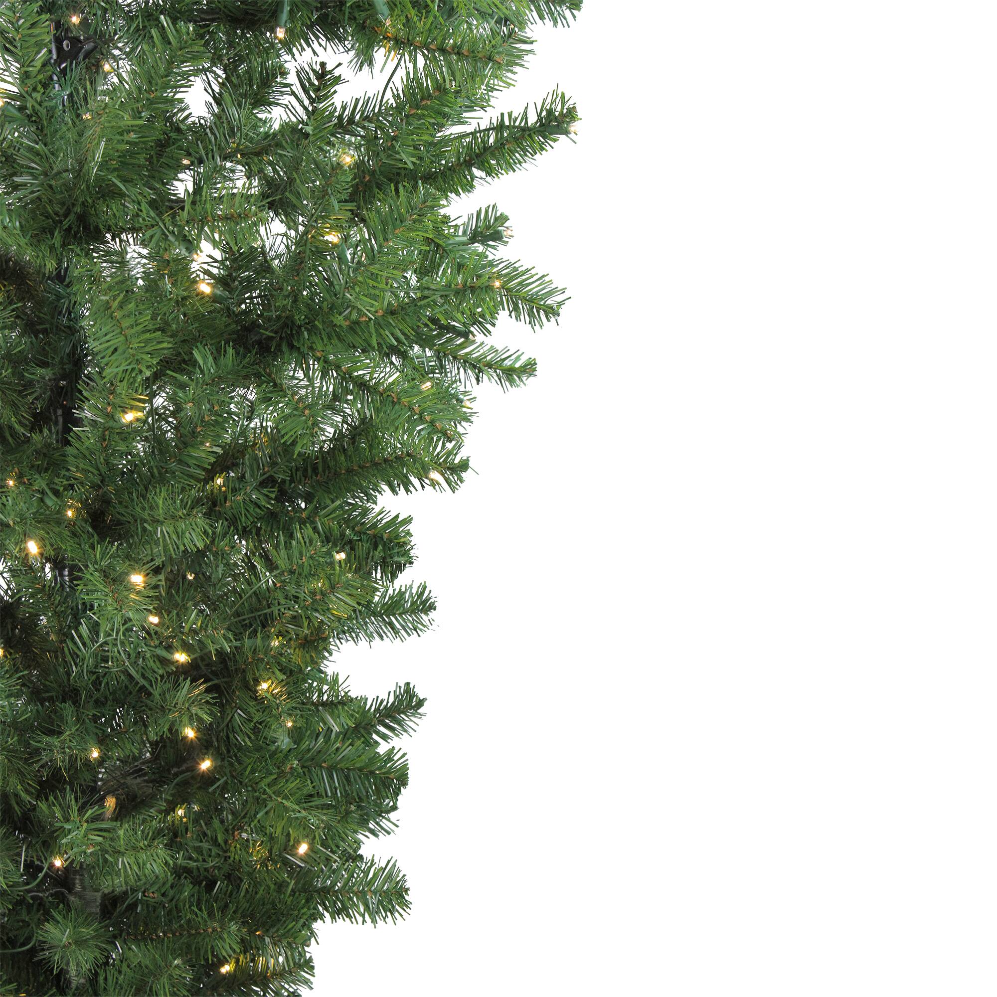 Alt View 2. Northlight - 7.5' Pre-Lit Green Spruce Artificial Upside Down Christmas Tree - Warm White LED Lights - Green.