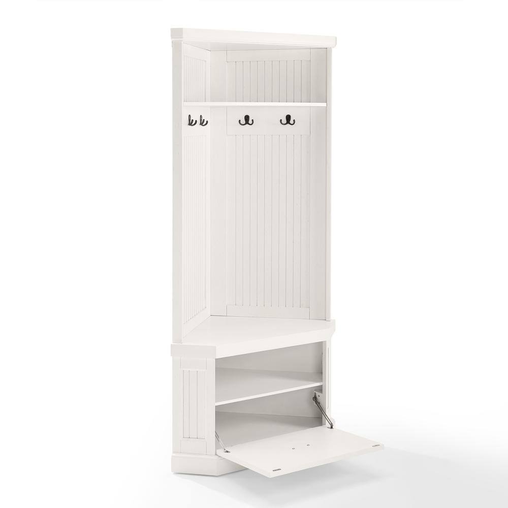 Angle. Crosley Furniture - Seaside Corner Hall Tree - White.