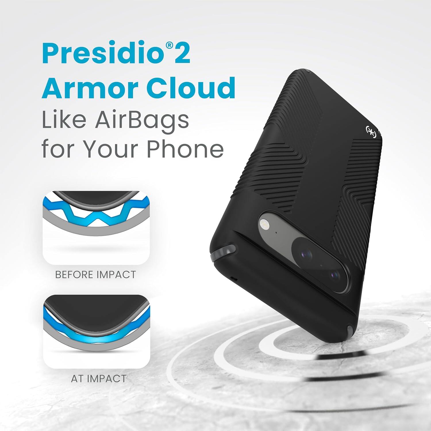 Presidio® 2  
Armor Cloud  
Like AirBags for Your Phone  

BEFORE IMPACT  

AT IMPACT