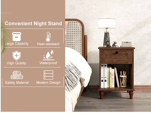 Convenient Night Stand  
Large Capacity  
Hear-resistant  
High Quality  
Waterproof  
Safety Material  
Modern Design  
FINE WINES