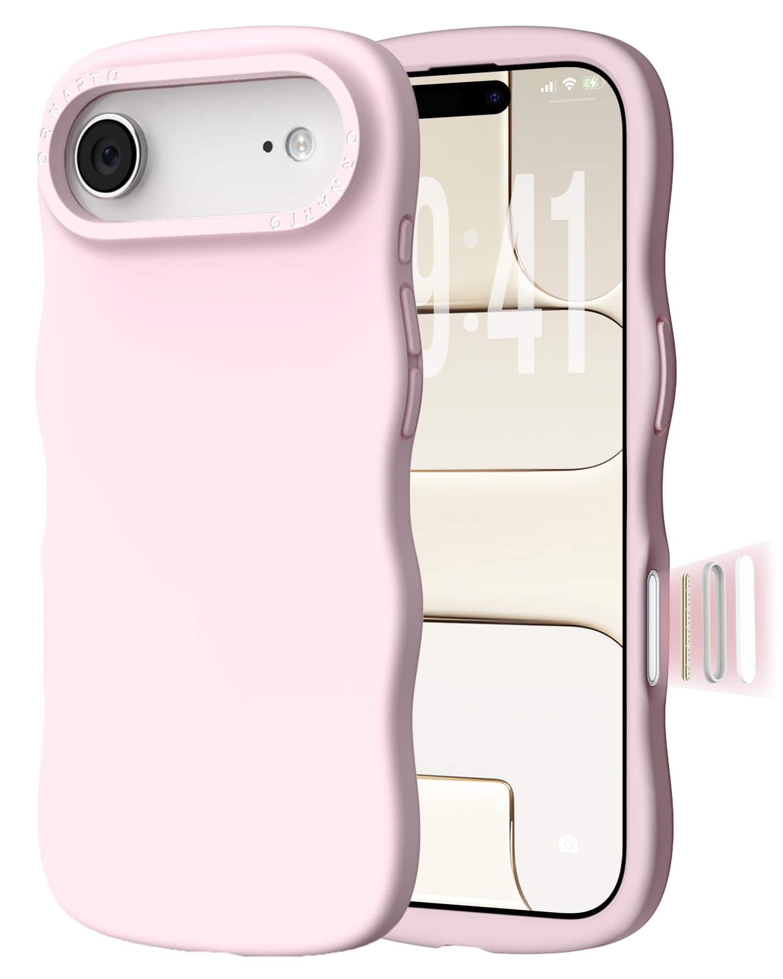 Ornarto - for iPhone Air Case 6.5", Wavy Liquid Silicone Protection Case with Camera Control Button - Chalk Pink