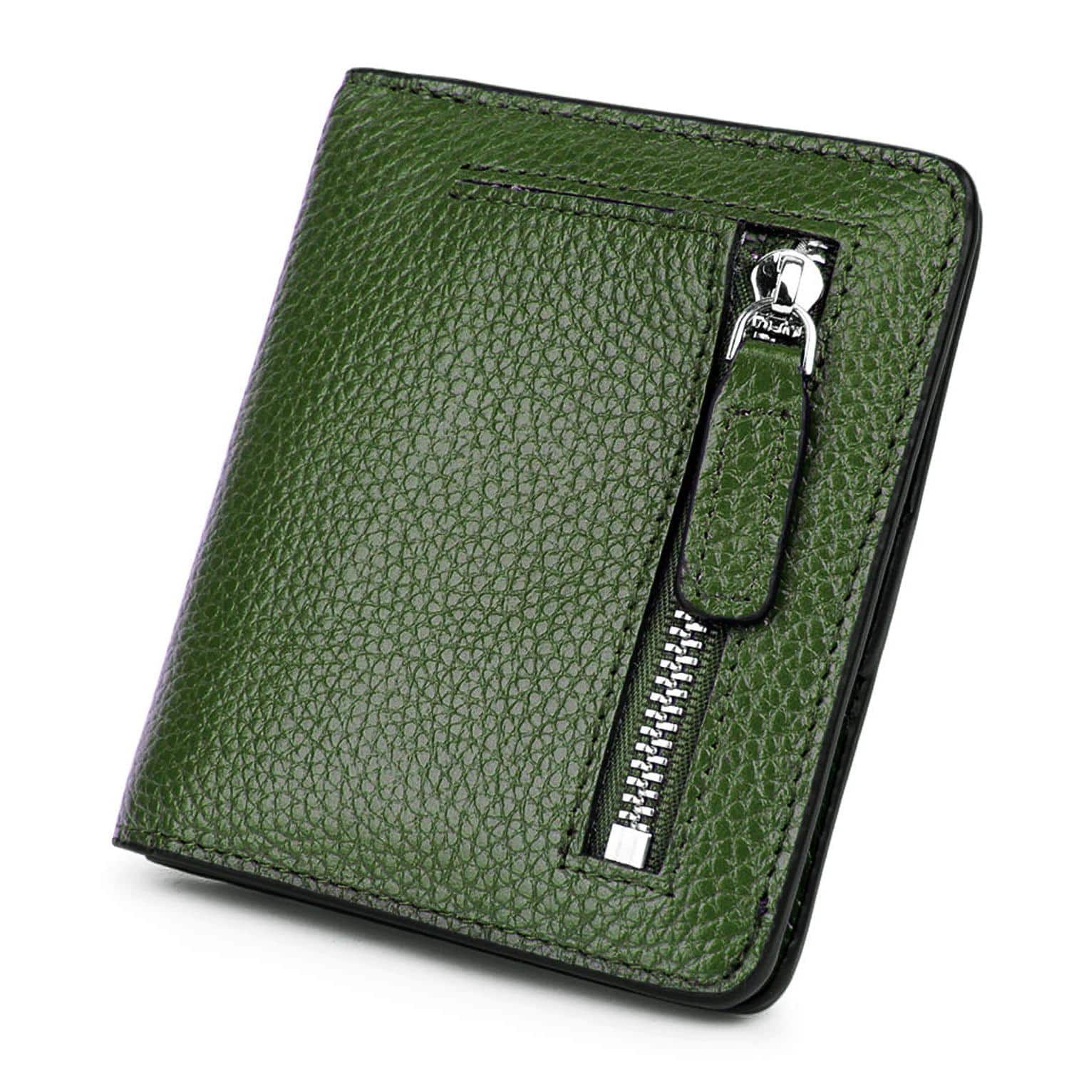 Jadie Link - Small Leather Wallet Women Ladies Credit Card Holder Rfid Blocking Womens Mini Bifold Pocket Purse SMALL COMPACT - Green Rfid Blocking
