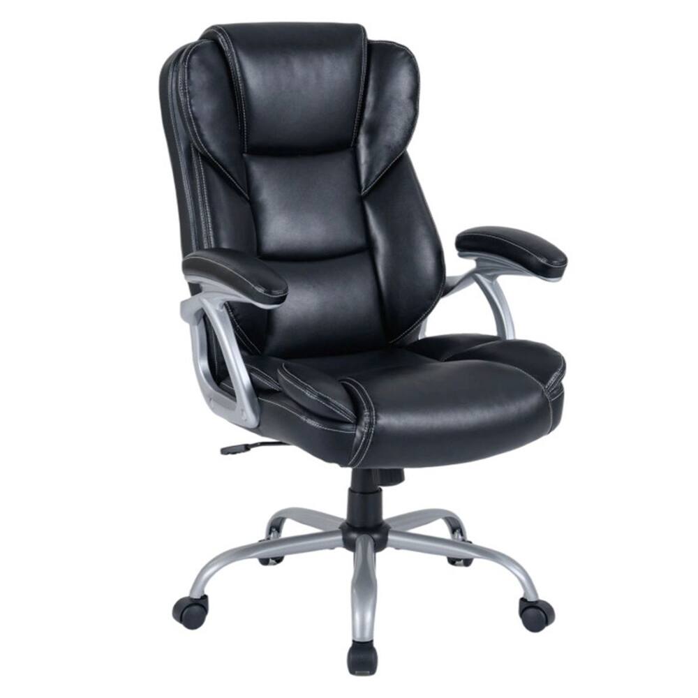 Front. Loheer - Loheer Ergonomic Office Chair Executive Black Leather Desk Chair Adjustable Height Home Office Chair - Black.