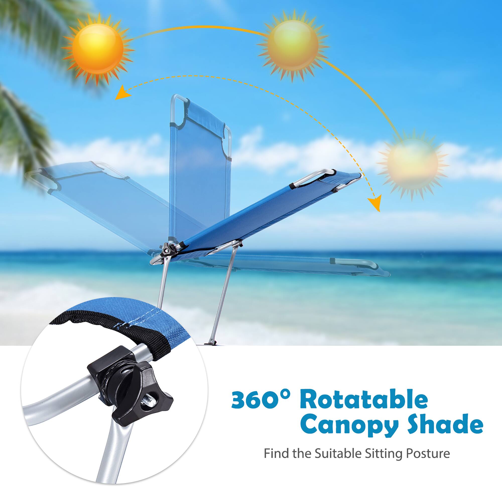 360° Rotatable Canopy Shade
Find the Suitable Sitting Posture