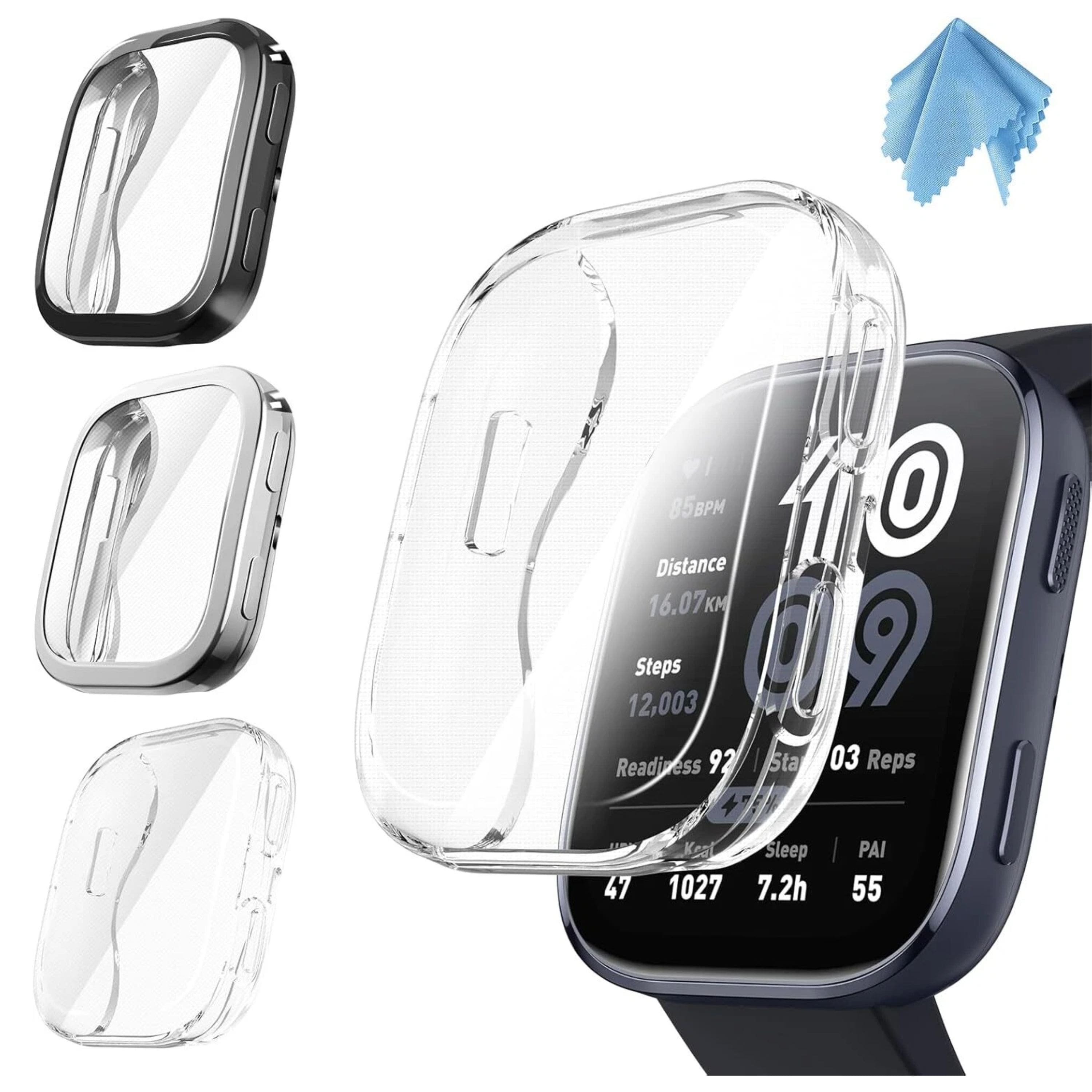 Kitcheniva - Soft TPU Plated Bumper Smart Watch Screen Protector Case For Amazfit Bip 6 Pack Of 3 - Black/Clear/Silver price history on PriceWatchPro
