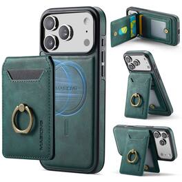 Dteck - for Apple iPhone 17 Pro Max 2-in-1 Magnetic Detachable Wallet Case with RFID Blocking,PU Leather Shockproof Folio Cover - Green