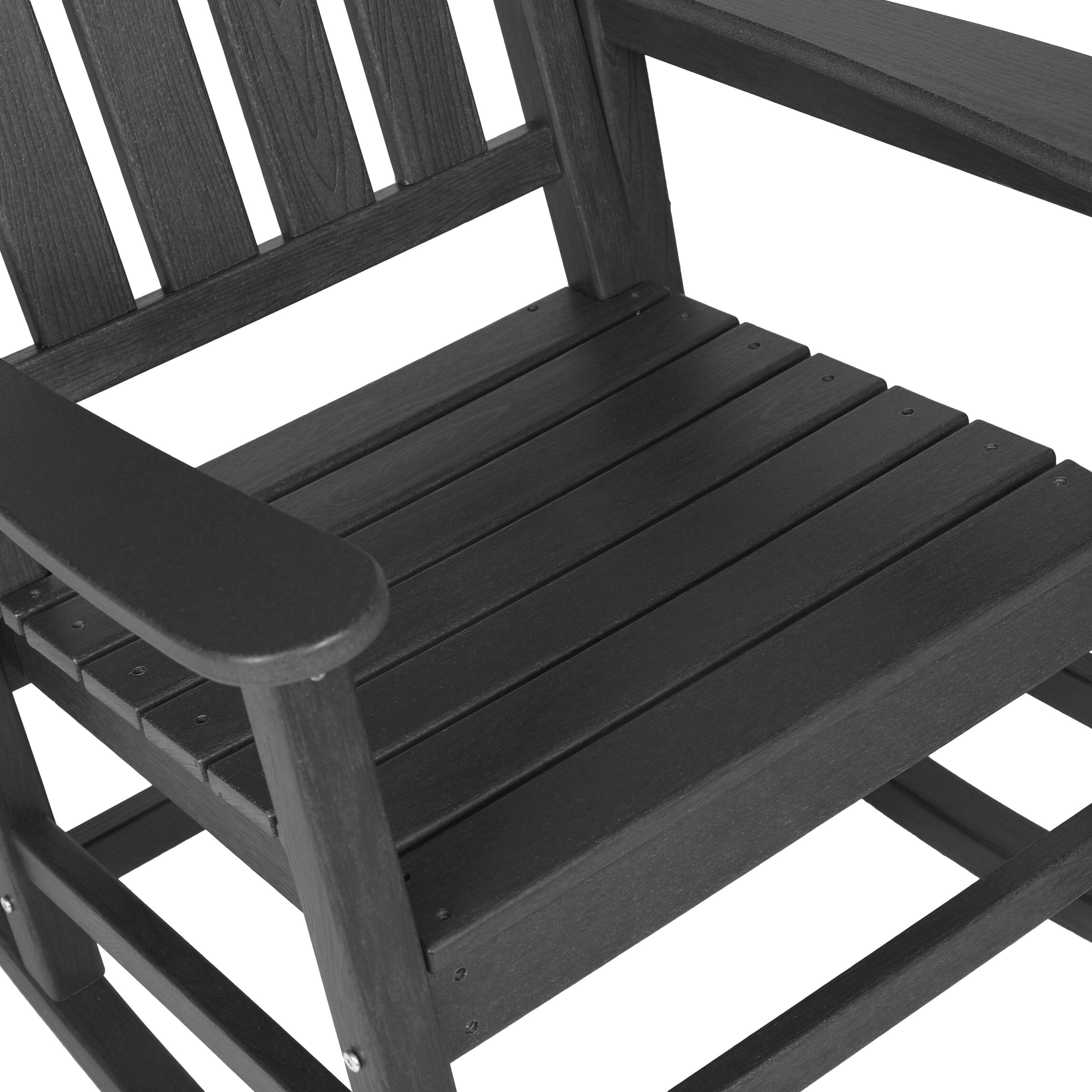 Alt View 1. Boyel Living - Oversized HDPE Outdoor Rocking Chair with Wood Texture - Grey.