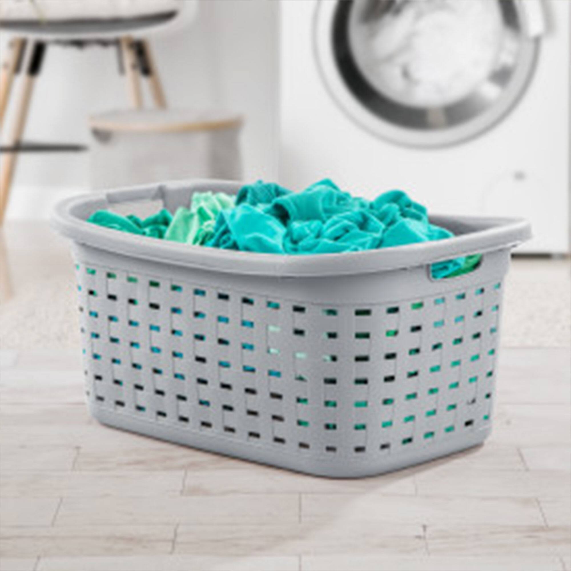 Alt View 2. Sterilite - Sterilite Weave Laundry Basket, Plastic Clothes Hamper w/Handles, 6 Pack, Cement.