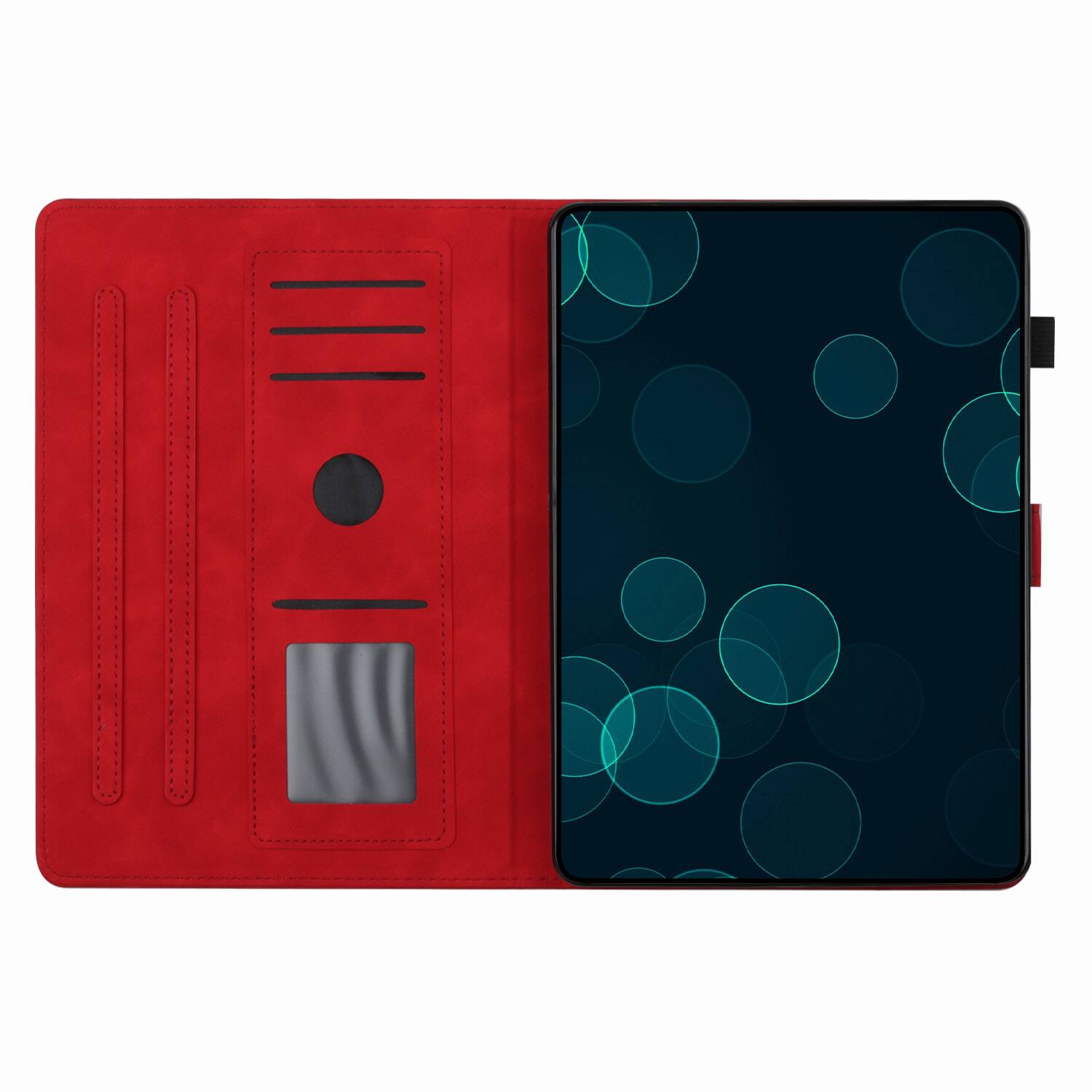Angle. Dteck - Case for Apple iPad (A16) 11" 2025 and iPad 10th Gen 10.9" 2022,Butterfly Embossed PU Leather Card Slot Stand Flip Cover - Red.
