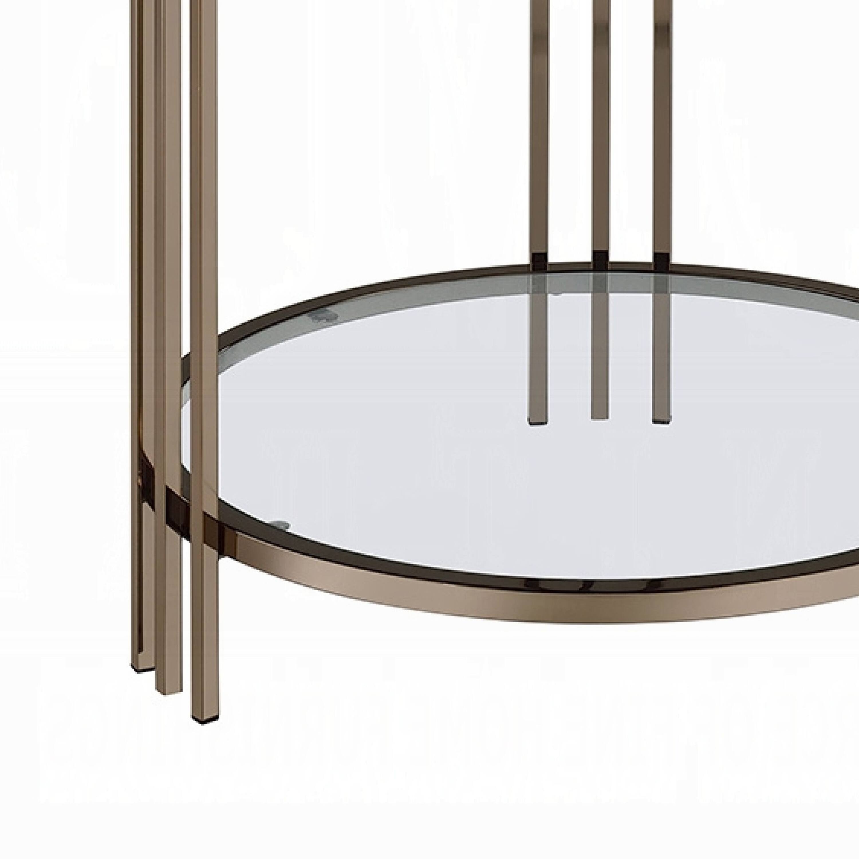 Alt View 3. Manhattan Lane - Abio Side End Table, 23 Inch, Round Sintered Stone Top - Black, Champagne, Clear.