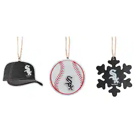 The Memory Company - Chicago White Sox Three-Pack Cap, Baseball & Snowflake Ornament Set - Multicolor