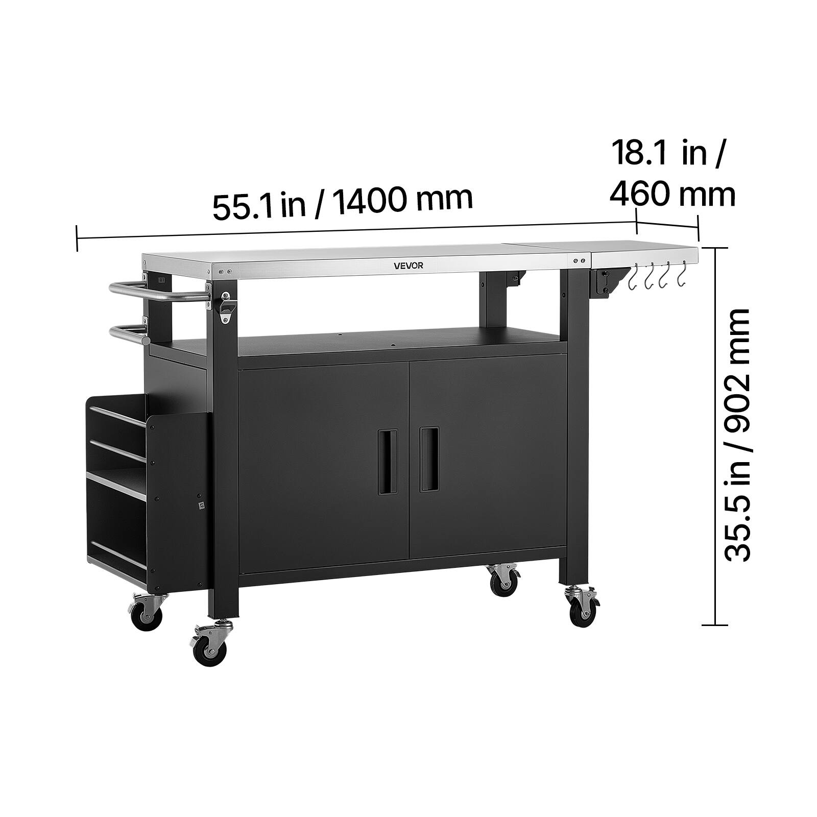 55.1 in / 1400 mm  
18.1 in / 460 mm  
35.5 in / 902 mm