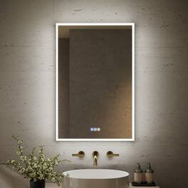WELLFOR - 24 in. W x 36 in. H Rectangular Recessed/Surface Mount LED Medicine Cabinet with Mirror, 3x Magnifier, USB, Type C, Left - Silver