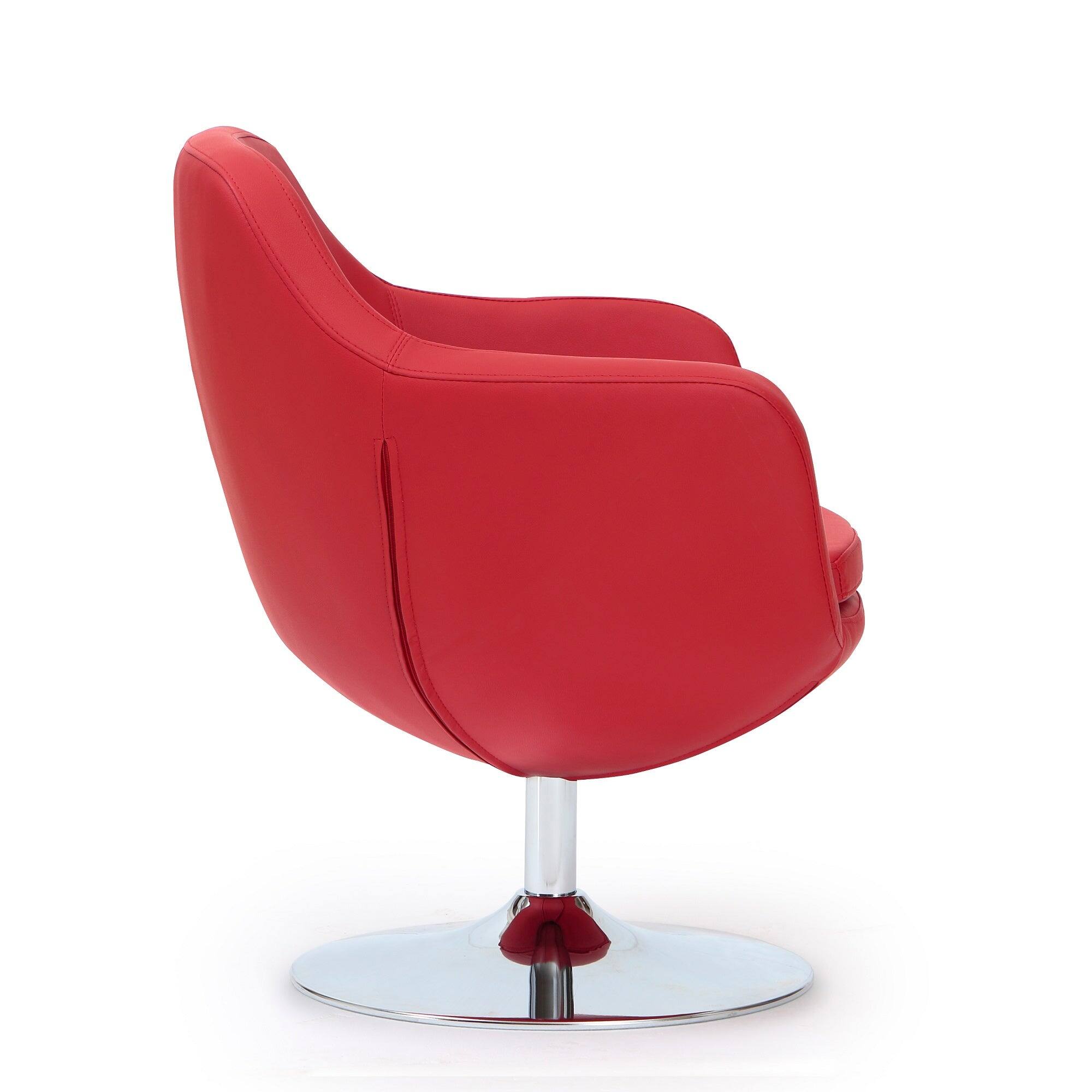 Alt View 1. Manhattan Comfort - Caisson Modern Upholstered Swivel Lounge Chair - Red.