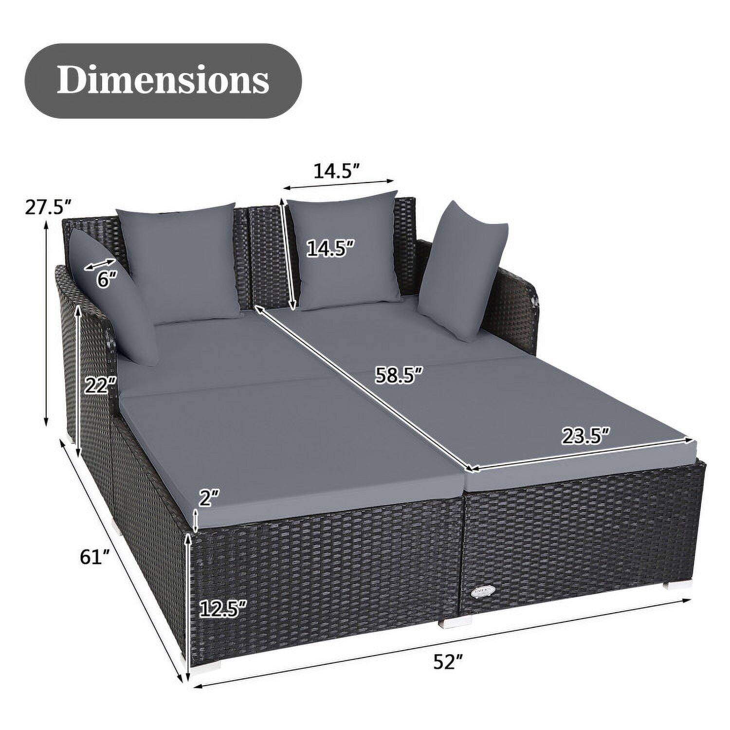 Dimensions: 14.5" x 27.5" x 6" x 14.5" x 22" x 58.5" x 23.5" x 2" x 61" x 12.5" x 52"