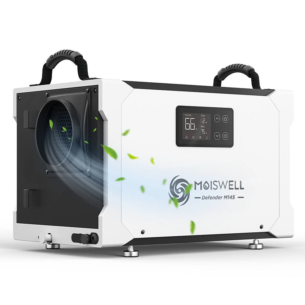 Moiswell - 155 Pint Commercial Dehumidifier with Drain Hose – Energy Star Certified for Basements & Crawl Space - White & Black