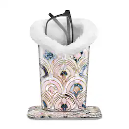 Kitcheniva - PU Leather Plush Lined Eyeglasses Protective Cover Holder Magnetic Stand Desk Organizer - Marble Tiles