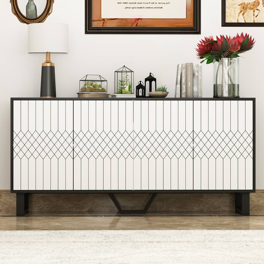 Famapy Credenza Sleek Storage with Safety + Smart Open Sideboard White ...